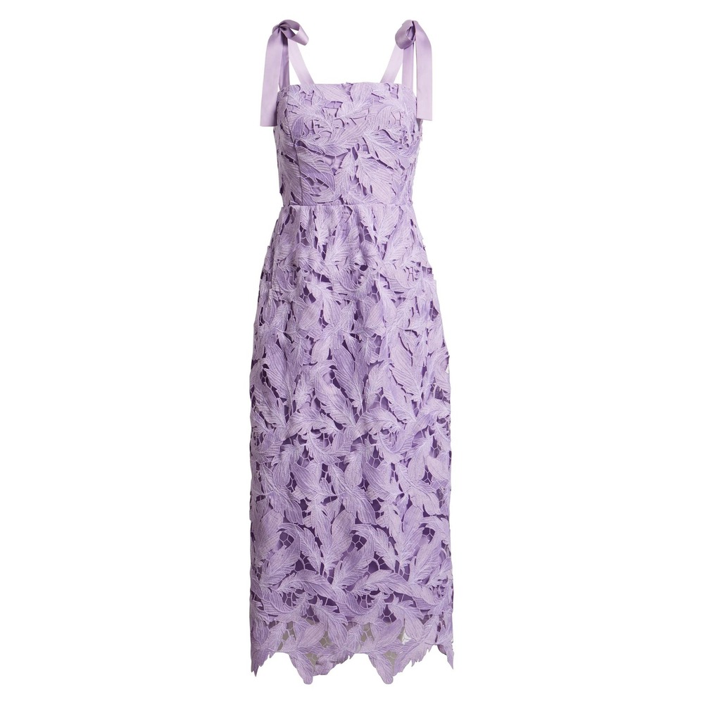 Lucy Paris Women's Dewi Cutout Lace Midi Dress Lavender L Romantic Wedding Guest